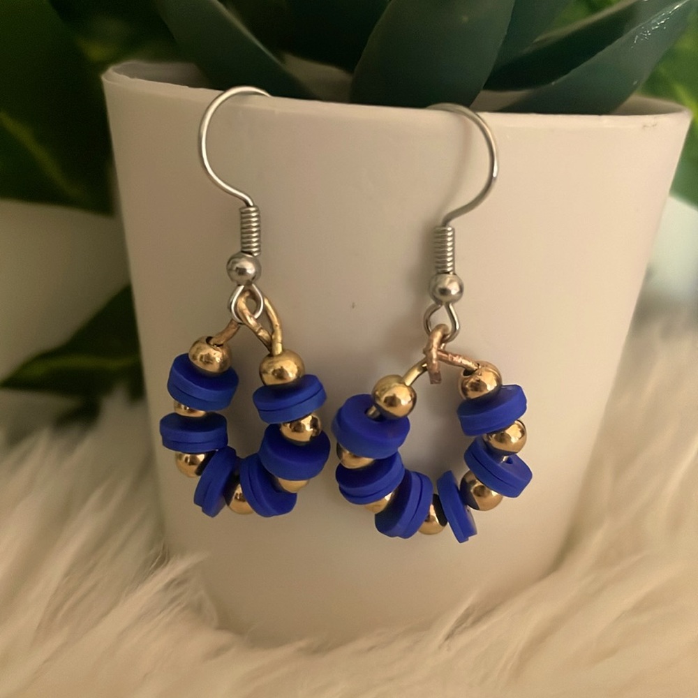 Navy and gold earrings